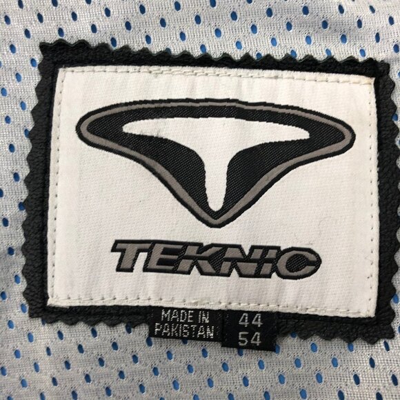 TEKNIC Men's Black Leather Motorcycle Jacket Sz 44 - Picture 7 of 8